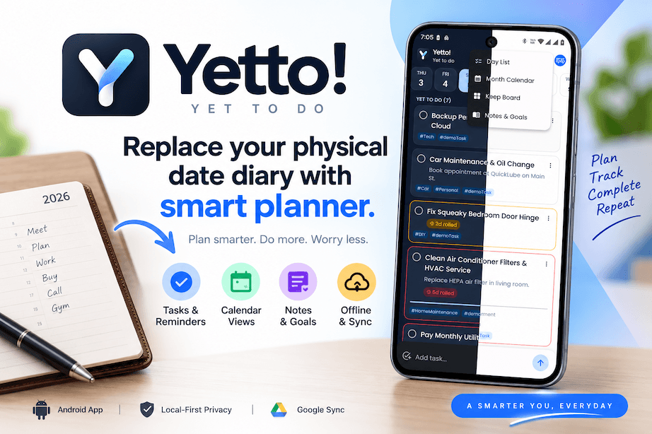 Yetto daily task manager day view